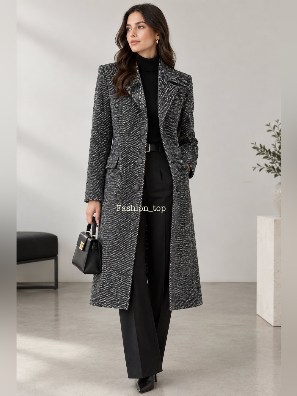 Roaman's Luxury Tweed Long Wool Blend Coat - Plus Size 20W (Excellent Condition